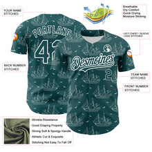 Load image into Gallery viewer, Custom Midnight Green White 3D Pattern Design Ship Frigate With Seagulls Authentic Baseball Jersey
