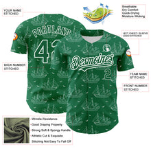 Load image into Gallery viewer, Custom Kelly Green White 3D Pattern Design Ship Frigate With Seagulls Authentic Baseball Jersey
