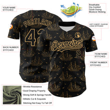 Load image into Gallery viewer, Custom Black Old Gold 3D Pattern Design Ship Frigate With Seagulls Authentic Baseball Jersey
