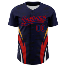 Laden Sie das Bild in den Galerie-Viewer, Custom Navy Red 3D Pattern Design Side Stripes Authentic Baseball Jersey
