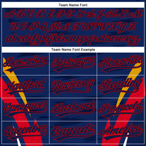 Custom Navy Red 3D Pattern Design Side Stripes Authentic Baseball Jersey