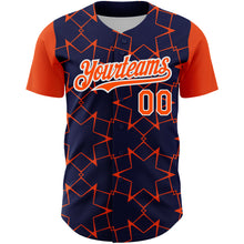 Charger l&#39;image dans la galerie, Custom Navy Orange-White 3D Pattern Design Star Lines Authentic Baseball Jersey
