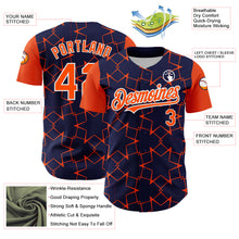 Load image into Gallery viewer, Custom Navy Orange-White 3D Pattern Design Star Lines Authentic Baseball Jersey
