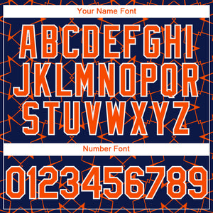 Custom Navy Orange-White 3D Pattern Design Star Lines Authentic Baseball Jersey