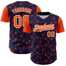 Laden Sie das Bild in den Galerie-Viewer, Custom Navy Orange-White 3D Pattern Design Star Lines Authentic Baseball Jersey
