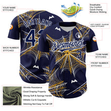 Load image into Gallery viewer, Custom Navy Gold-White 3D Pattern Design Spider Web Authentic Baseball Jersey
