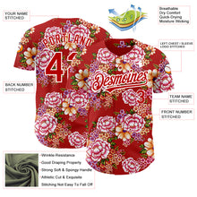 Load image into Gallery viewer, Custom Red White 3D Pattern Design Northeast China Big Flower Authentic Baseball Jersey
