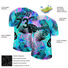 Загрузить изображение в средство просмотра галереи, Custom Teal Black 3D Pattern Design Hawaii Palm Leaves Performance T-Shirt
