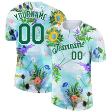 Загрузить изображение в средство просмотра галереи, Custom White Kelly Green 3D Pattern Design Flowers Performance T-Shirt
