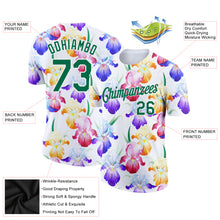 Загрузить изображение в средство просмотра галереи, Custom White Kelly Green 3D Pattern Design Flowers Performance T-Shirt
