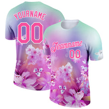 Загрузить изображение в средство просмотра галереи, Custom Pink White 3D Pattern Design Flowers Performance T-Shirt
