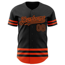 Загрузить изображение в средство просмотра галереи, Custom Black Orange Line Authentic Baseball Jersey
