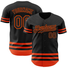 Загрузить изображение в средство просмотра галереи, Custom Black Orange Line Authentic Baseball Jersey
