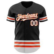 Загрузить изображение в средство просмотра галереи, Custom Black White-Orange Line Authentic Baseball Jersey
