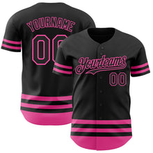 Загрузить изображение в средство просмотра галереи, Custom Black Pink Line Authentic Baseball Jersey
