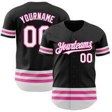 Загрузить изображение в средство просмотра галереи, Custom Black White-Pink Line Authentic Baseball Jersey
