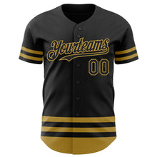 Загрузить изображение в средство просмотра галереи, Custom Black Old Gold Line Authentic Baseball Jersey
