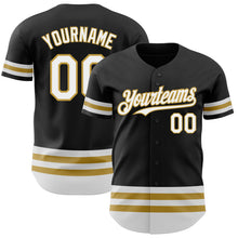 Загрузить изображение в средство просмотра галереи, Custom Black White-Old Gold Line Authentic Baseball Jersey
