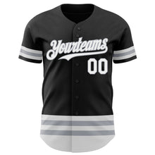 Загрузить изображение в средство просмотра галереи, Custom Black White-Gray Line Authentic Baseball Jersey
