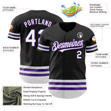 Загрузить изображение в средство просмотра галереи, Custom Black White-Purple Line Authentic Baseball Jersey
