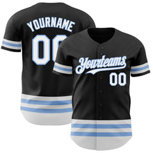 Загрузить изображение в средство просмотра галереи, Custom Black White-Light Blue Line Authentic Baseball Jersey
