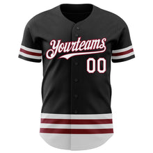 Загрузить изображение в средство просмотра галереи, Custom Black White-Crimson Line Authentic Baseball Jersey
