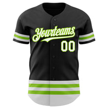 Загрузить изображение в средство просмотра галереи, Custom Black White-Neon Green Line Authentic Baseball Jersey
