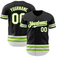 Загрузить изображение в средство просмотра галереи, Custom Black White-Neon Green Line Authentic Baseball Jersey
