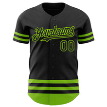 Загрузить изображение в средство просмотра галереи, Custom Black Neon Green Line Authentic Baseball Jersey
