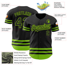 Загрузить изображение в средство просмотра галереи, Custom Black Neon Green Line Authentic Baseball Jersey
