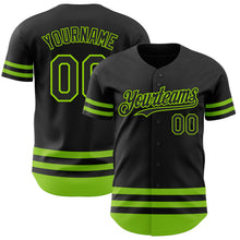 Загрузить изображение в средство просмотра галереи, Custom Black Neon Green Line Authentic Baseball Jersey
