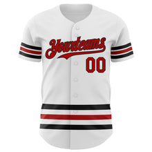 Charger l&#39;image dans la galerie, Custom White Red-Black Line Authentic Baseball Jersey
