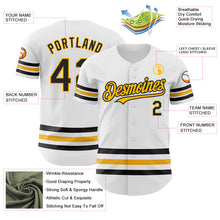 Laden Sie das Bild in den Galerie-Viewer, Custom White Black-Gold Line Authentic Baseball Jersey
