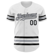 Laden Sie das Bild in den Galerie-Viewer, Custom White Black-Gray Line Authentic Baseball Jersey
