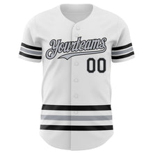 Charger l&#39;image dans la galerie, Custom White Black-Gray Line Authentic Baseball Jersey
