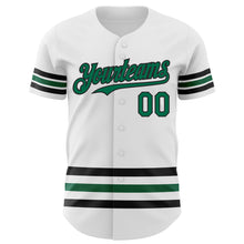 Load image into Gallery viewer, Custom White Kelly Green-Black Line Authentic Baseball Jersey
