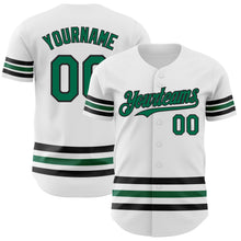 Load image into Gallery viewer, Custom White Kelly Green-Black Line Authentic Baseball Jersey
