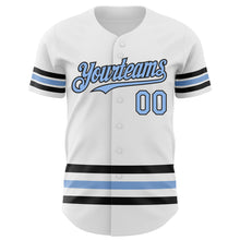 Загрузить изображение в средство просмотра галереи, Custom White Light Blue-Black Line Authentic Baseball Jersey
