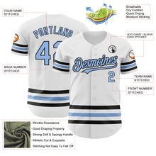 Load image into Gallery viewer, Custom White Light Blue-Black Line Authentic Baseball Jersey
