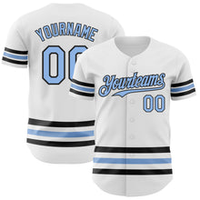 Laden Sie das Bild in den Galerie-Viewer, Custom White Light Blue-Black Line Authentic Baseball Jersey
