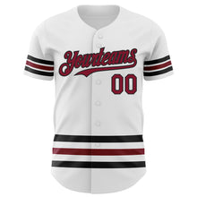 Load image into Gallery viewer, Custom White Crimson-Black Line Authentic Baseball Jersey
