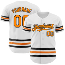 Load image into Gallery viewer, Custom White Bay Orange-Black Line Authentic Baseball Jersey
