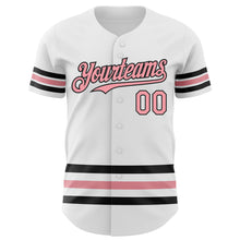 Laden Sie das Bild in den Galerie-Viewer, Custom White Medium Pink-Black Line Authentic Baseball Jersey
