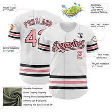 Laden Sie das Bild in den Galerie-Viewer, Custom White Medium Pink-Black Line Authentic Baseball Jersey
