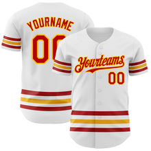 Загрузить изображение в средство просмотра галереи, Custom White Red-Gold Line Authentic Baseball Jersey
