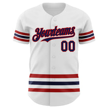 Charger l&#39;image dans la galerie, Custom White Navy-Red Line Authentic Baseball Jersey
