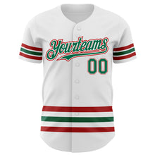 Laden Sie das Bild in den Galerie-Viewer, Custom White Kelly Green-Red Line Authentic Baseball Jersey
