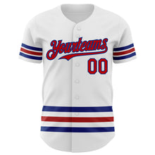 Laden Sie das Bild in den Galerie-Viewer, Custom White Red-Royal Line Authentic Baseball Jersey
