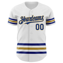 Charger l&#39;image dans la galerie, Custom White Royal-Old Gold Line Authentic Baseball Jersey
