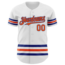 Загрузить изображение в средство просмотра галереи, Custom White Orange-Royal Line Authentic Baseball Jersey
